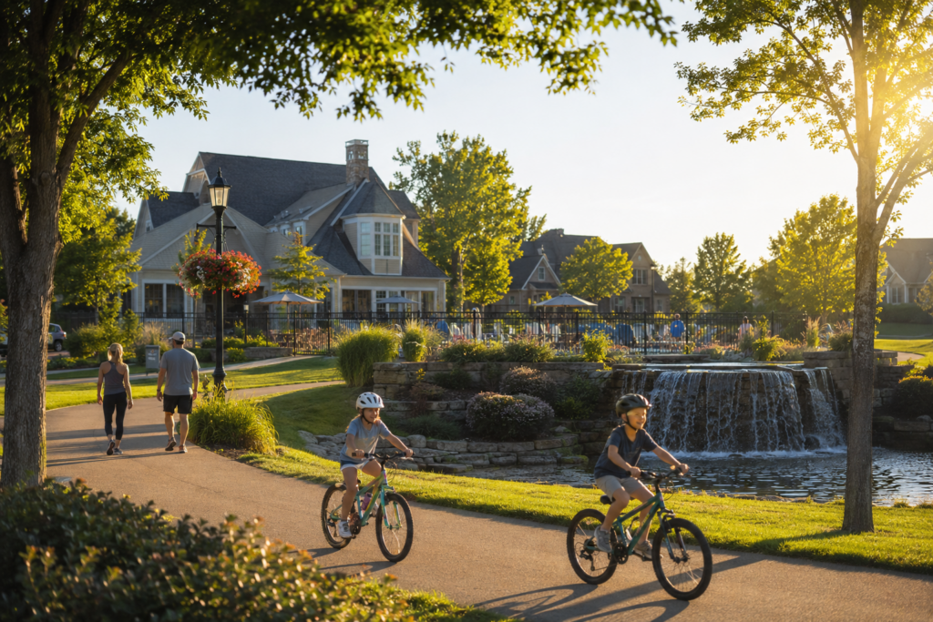 New construction home and community amenities near Fort Leavenworth, Kansas.
