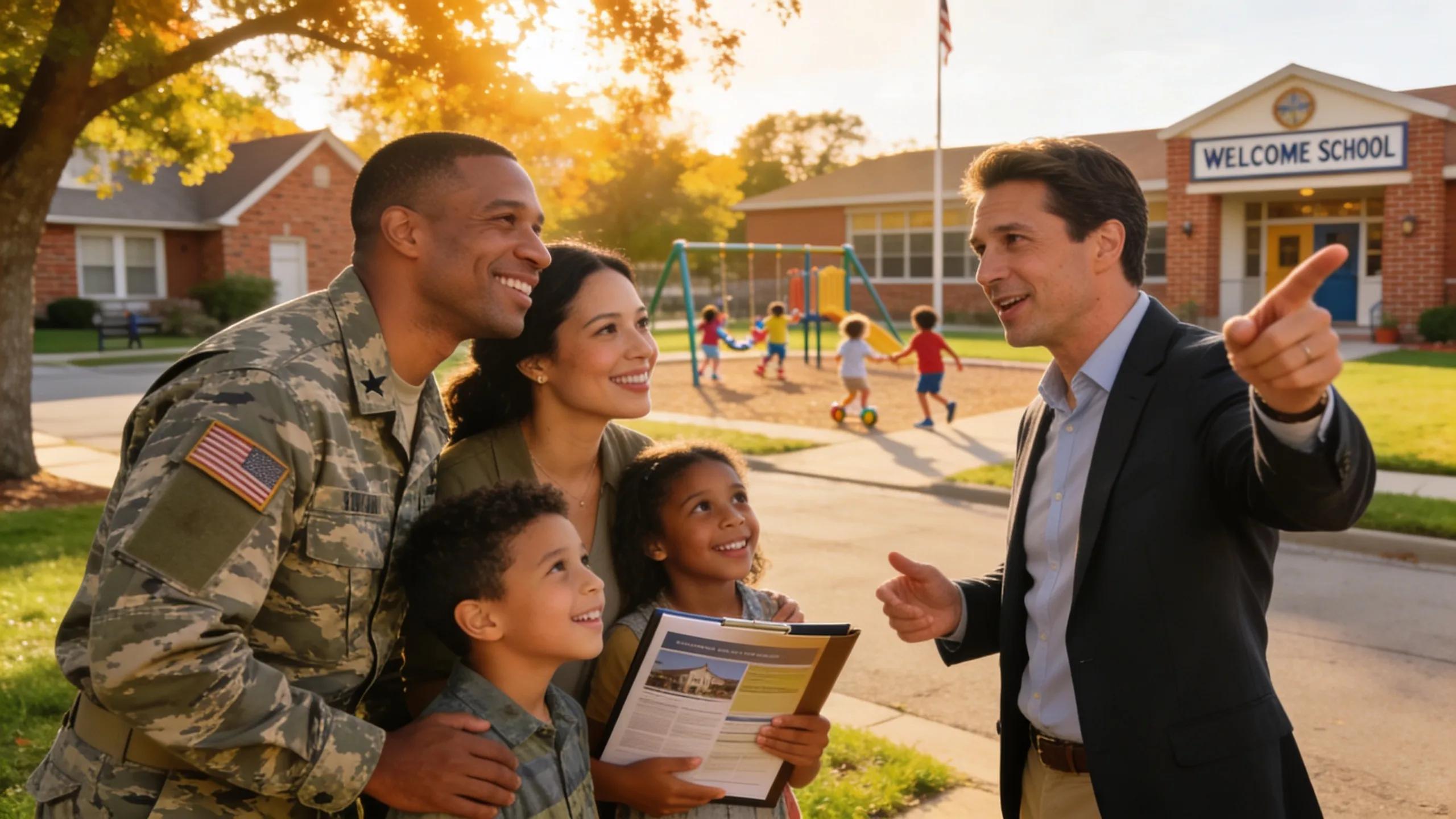 Local realtor assisting military family with neighborhood information during relocation
