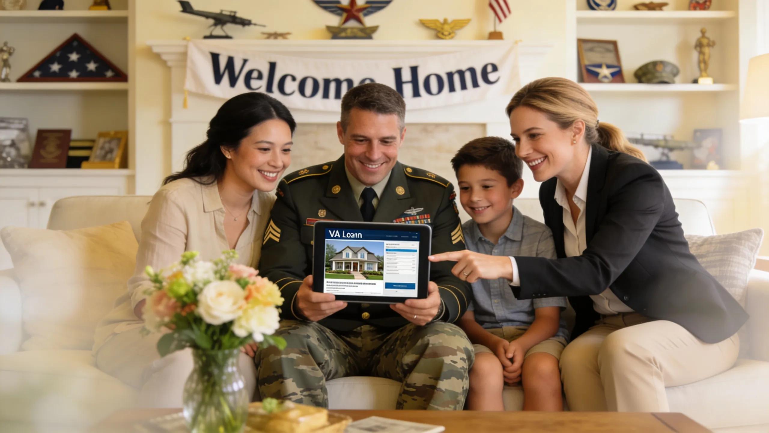 Military family engaging with a VA-specialist realtor for home buying assistance